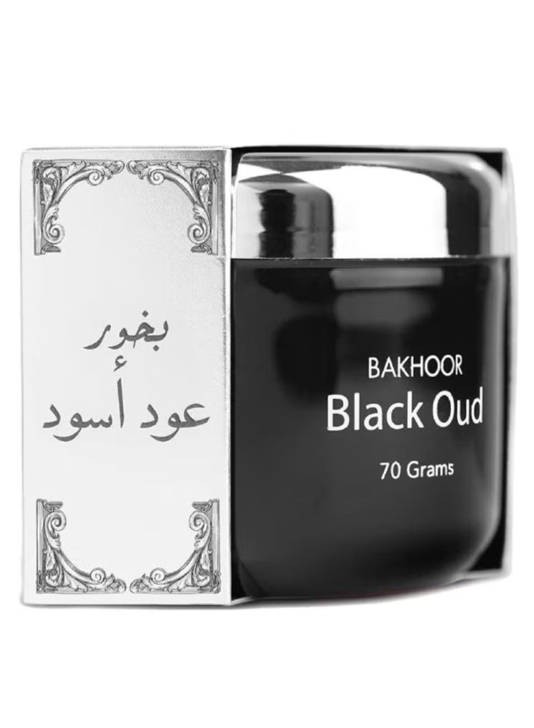 Hamidi Black Oud 100% Pure Oriental Bakhoor, Arabic Incense, Home Fragrances, Use With Burner Or Charcoal, Relax feeling, Refreshing, Use Every where Black/Silver 70grams - Image 1